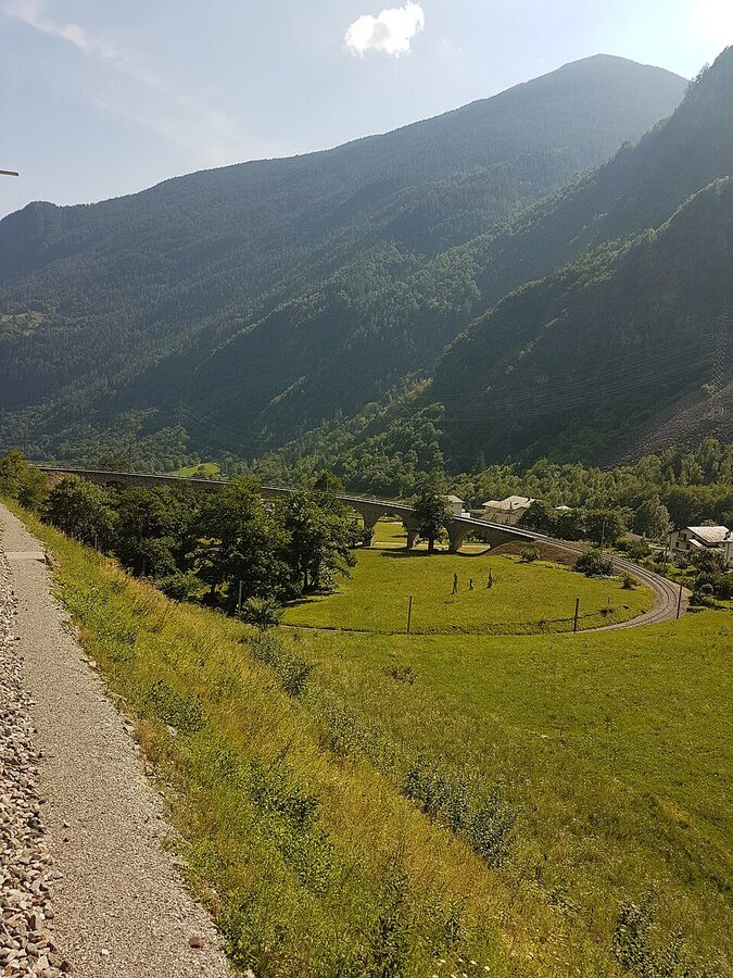 Brusio spiral viaduct on Bernina Railway Valposchiavo
