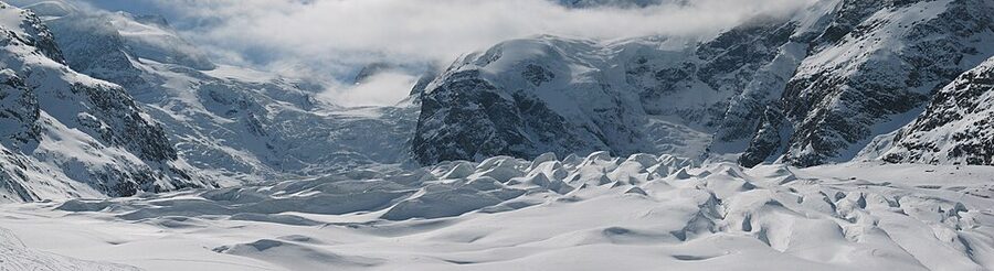 Morteratsch glacier in the Bernina range Switzerland