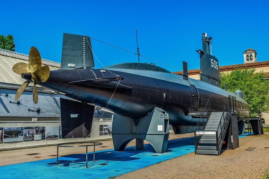 Submarine display at Milan museum of science and technology