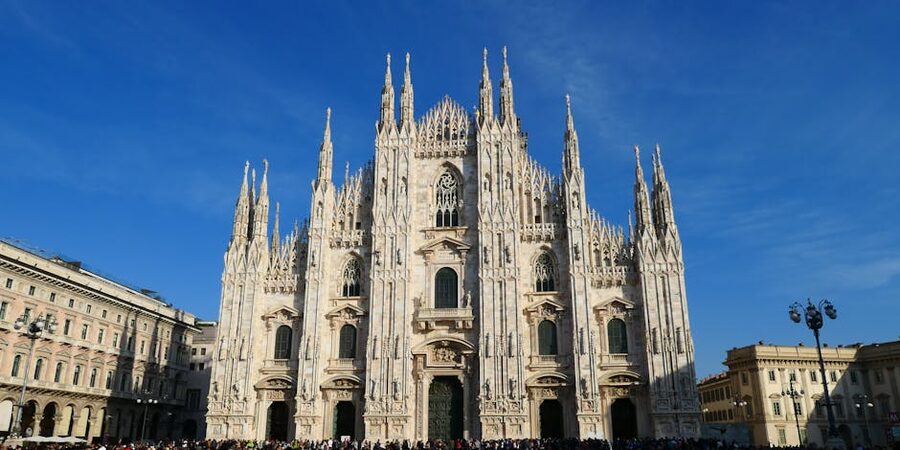 Milan Duomo facade in bright daylight
