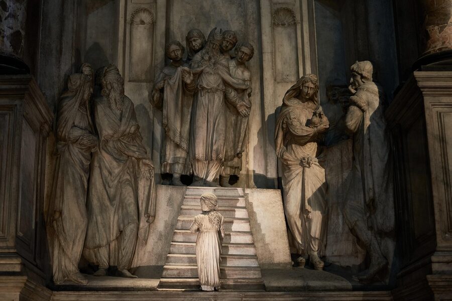Milan Duomo marble statue closeup