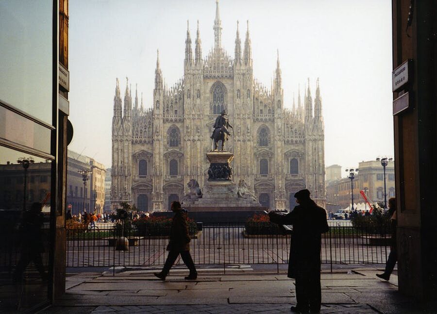 Milan Duomo silhouettes at dusk