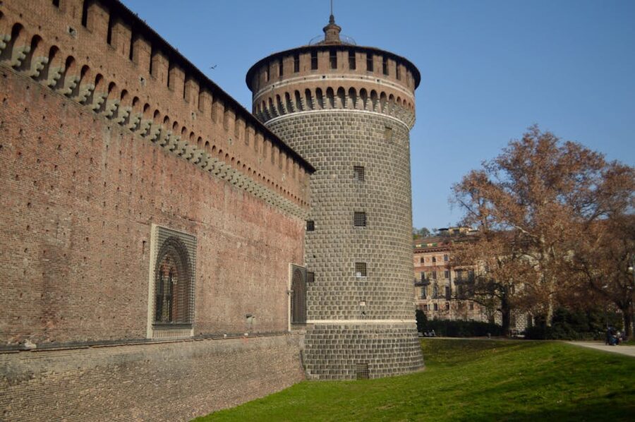 Sforza Castle tower in Milan on a clear day