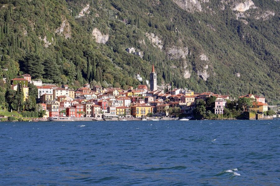 Varenna with colorful houses against mountain backdrop on Lake Como