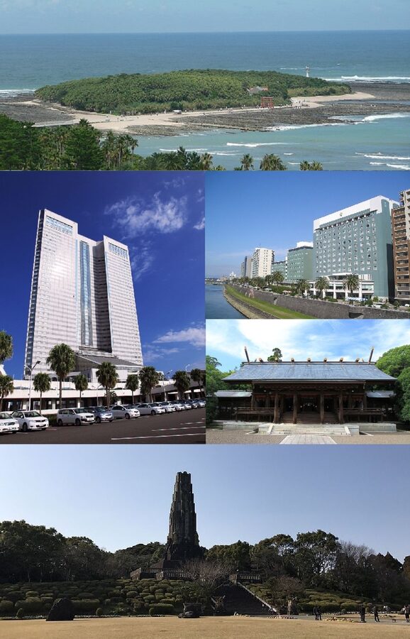 Montage of scenes from Miyazaki Prefecture, Japan
