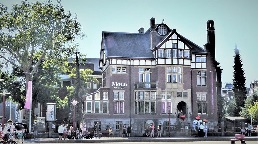 Banksy exhibition room inside Moco Museum Amsterdam
