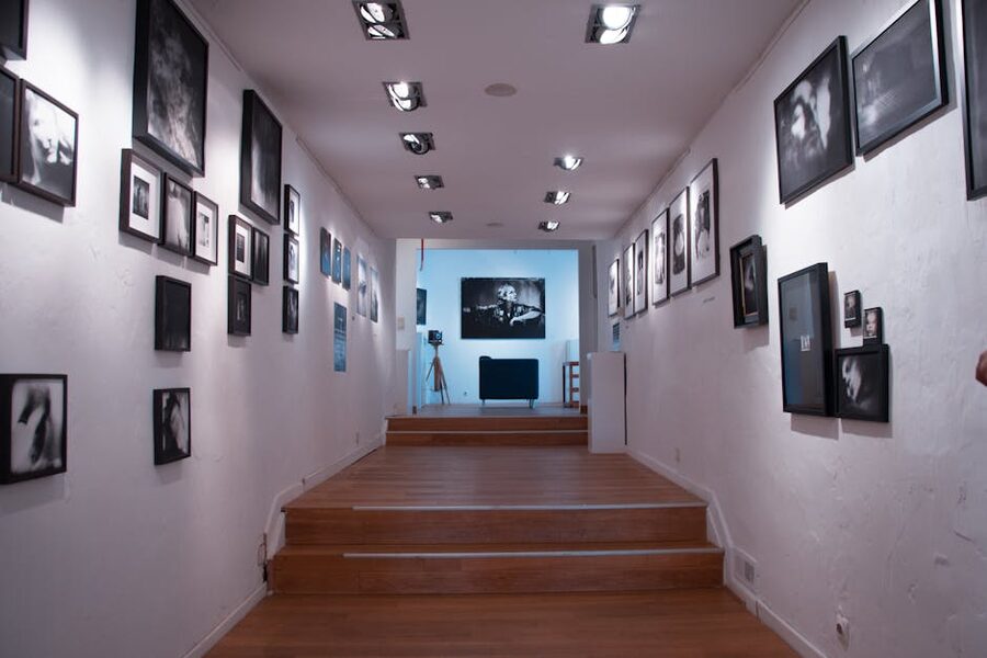 Stairs in modern art gallery near Moco Museum
