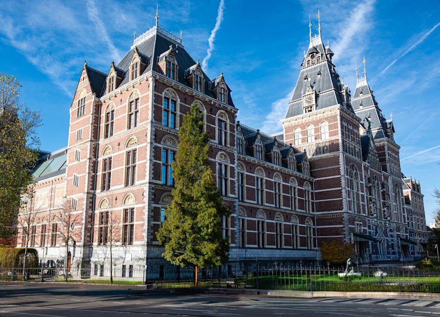 Rijksmuseum from Museumplein side view Amsterdam