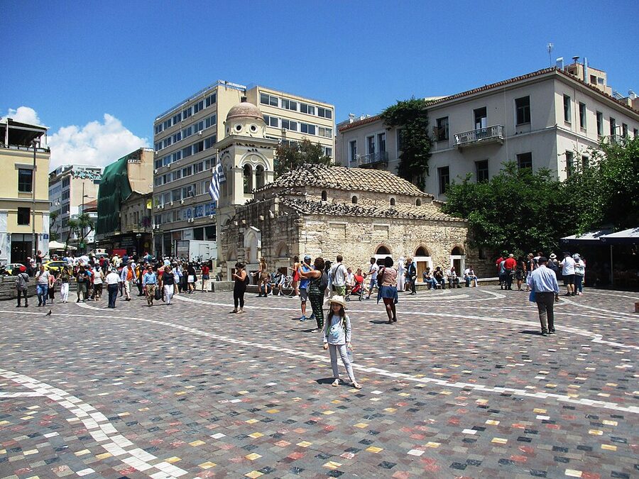 Monastiraki Square Athens with Pantanassa church