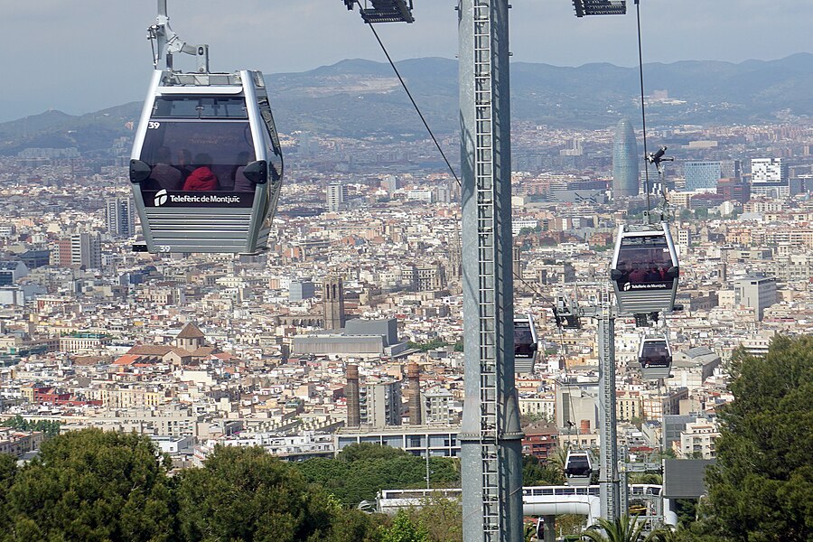Montjuic cable car cabin near the upper station Barcelona