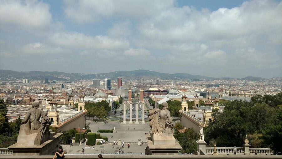 Montjuic hilltop above Barcelona on a sunny day