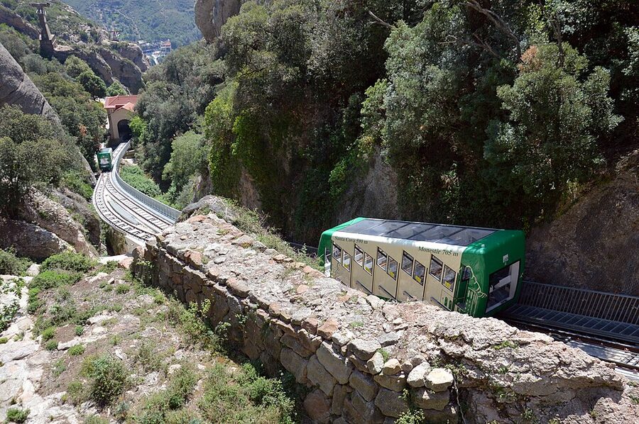 Funicular de la Santa Cova at Montserrat monastery