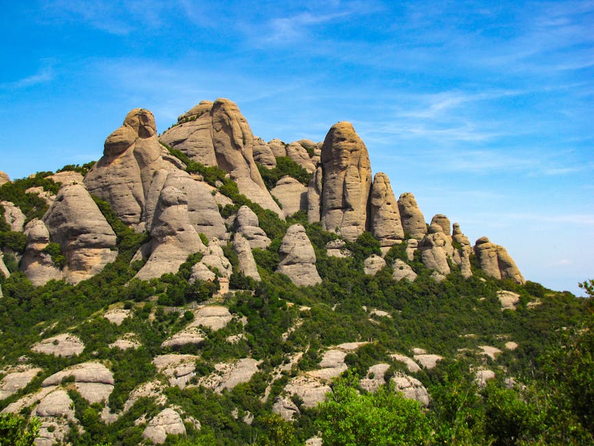 Stunning rock formations of Montserrat Mountain Catalonia Spain
