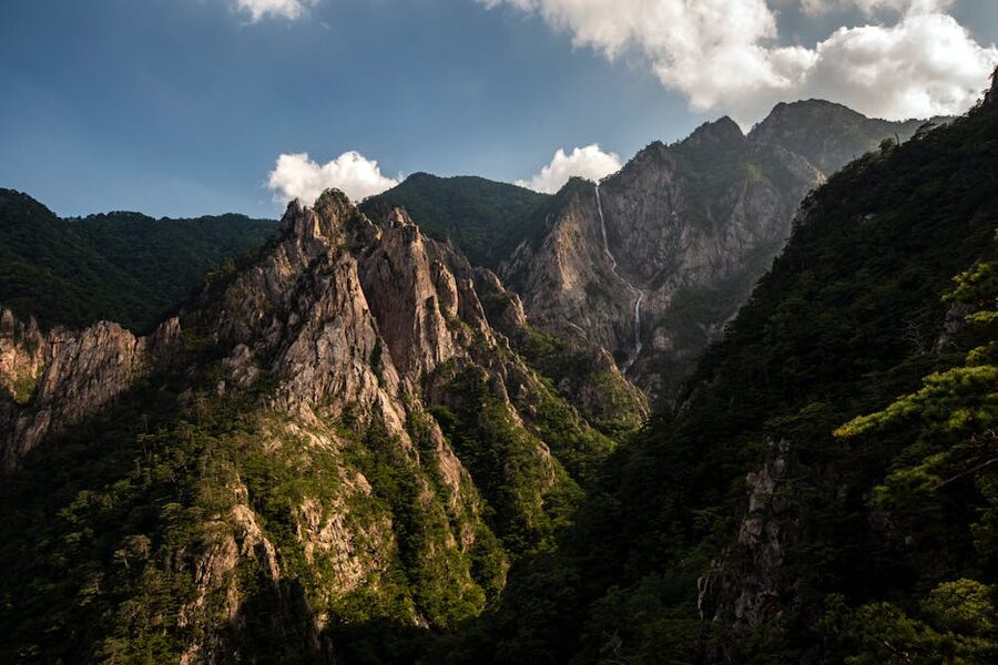 Seoraksan mountain range bathed in Sokcho sunlight
