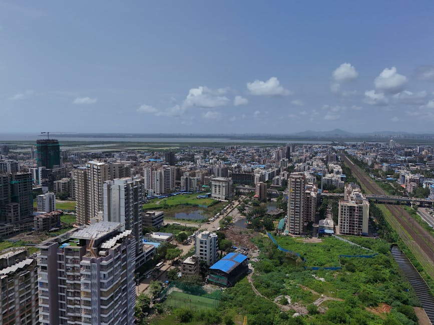Mumbai skyline aerial view with greenery