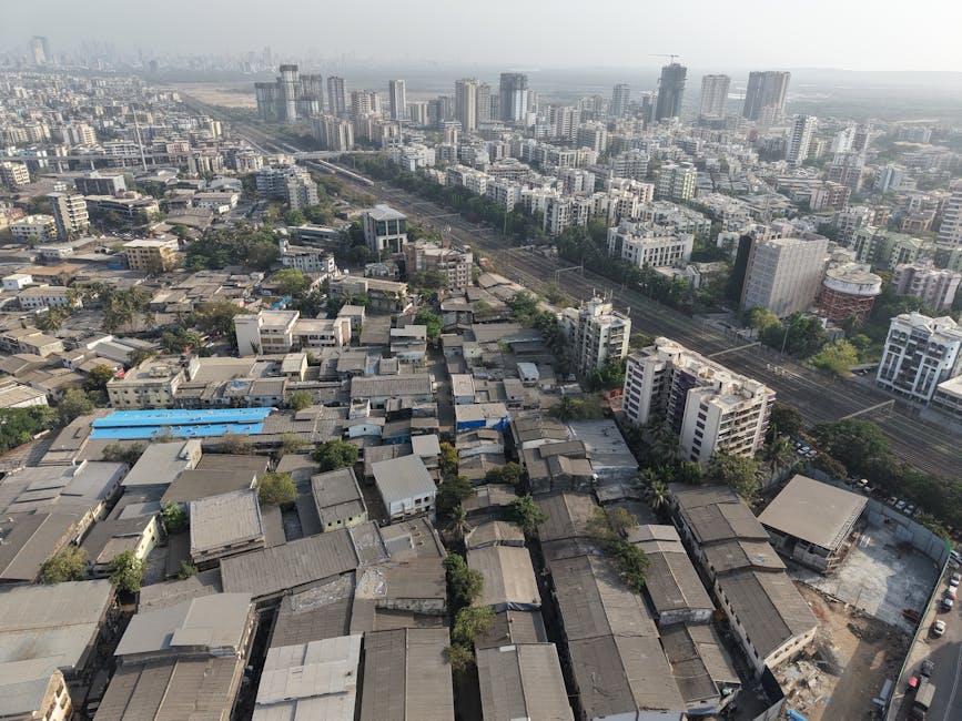 Mumbai urban architecture aerial view