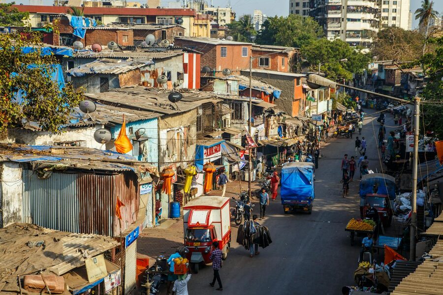 Mumbai street scene with daily market activity