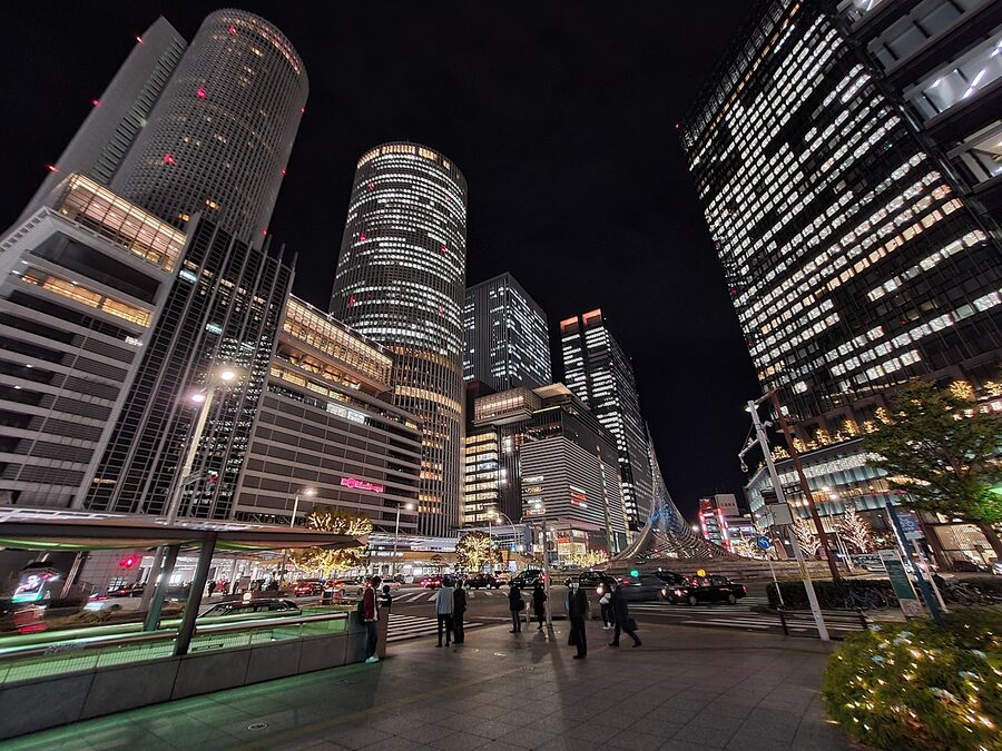 Nagoya Station at night with illumination