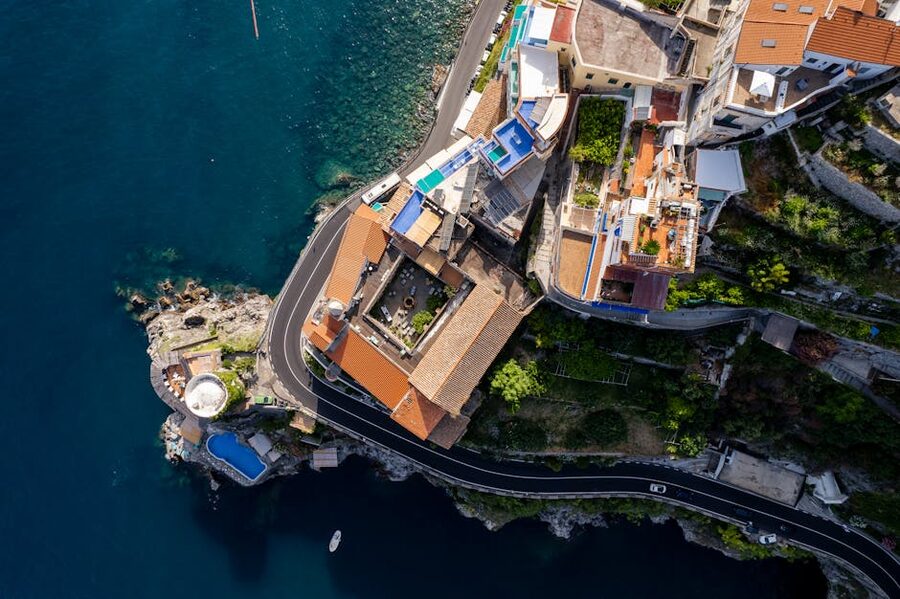 SS163 coast road switchbacks above the Amalfi Coast