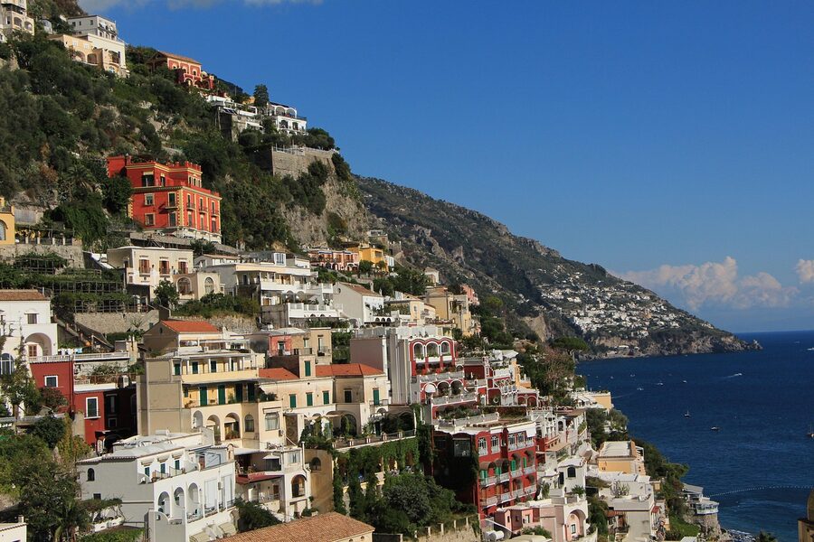 Positano beach Campania view from coast
