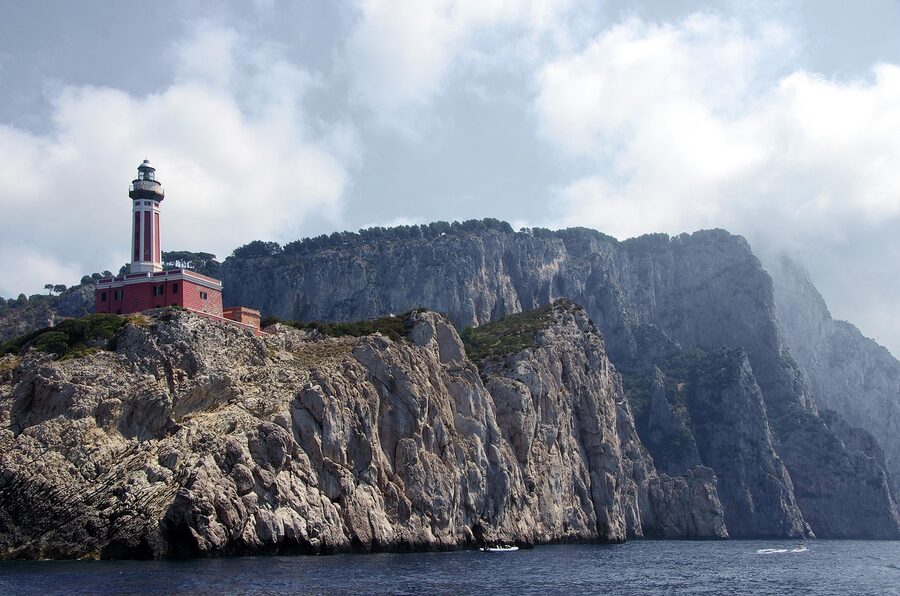 Punta Carena lighthouse on the cliffs at the western tip of Capri