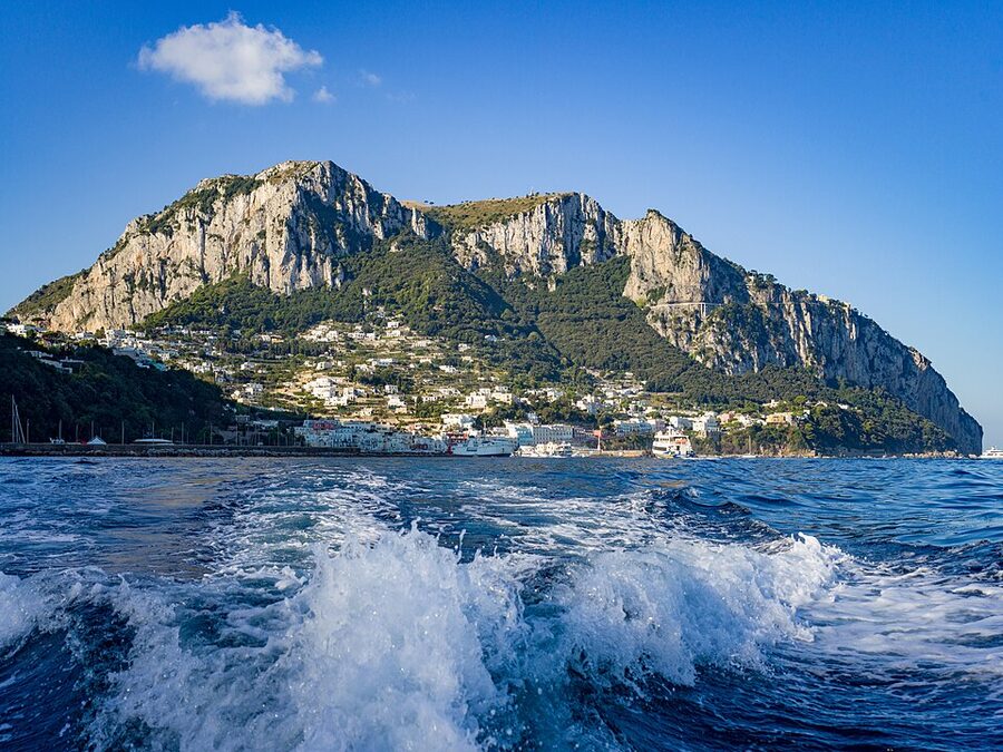 Marina Grande on Capri with colourful boats and waterfront buildings