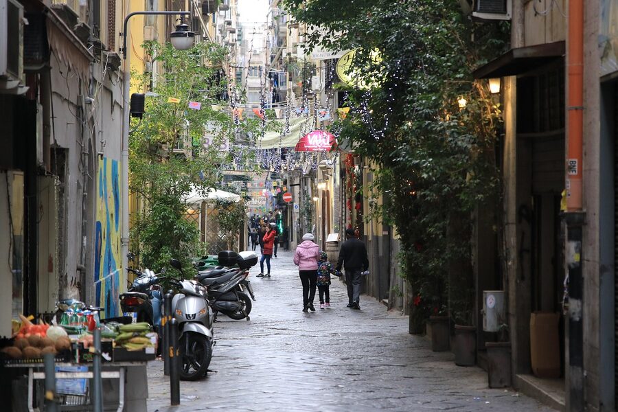 Historic quarter street in Naples