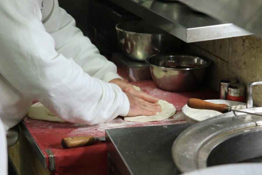 Pizza dough preparation Naples