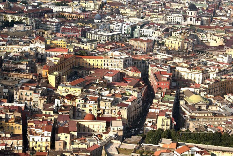 Spanish Quarters narrow street in Naples old town