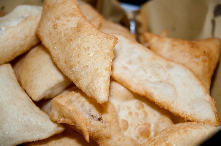Pizza fritta Naples deep-fried pizza on plate
