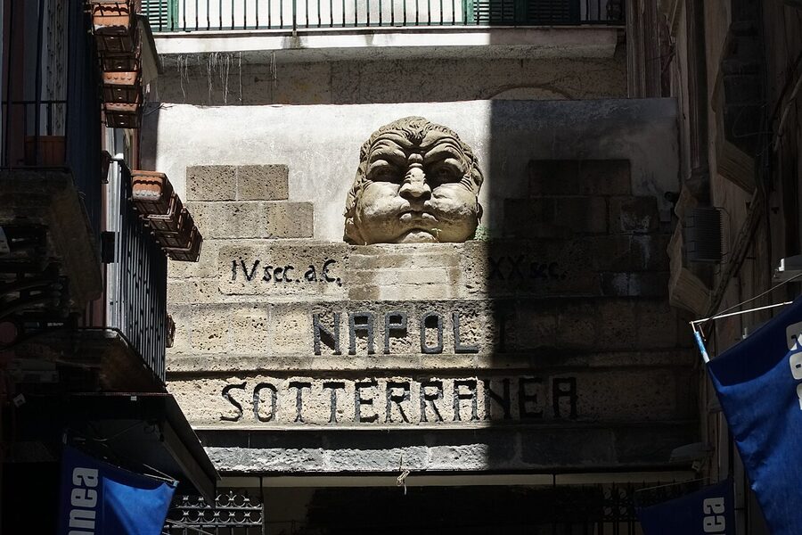 Sculpture at the Naples Underground entrance