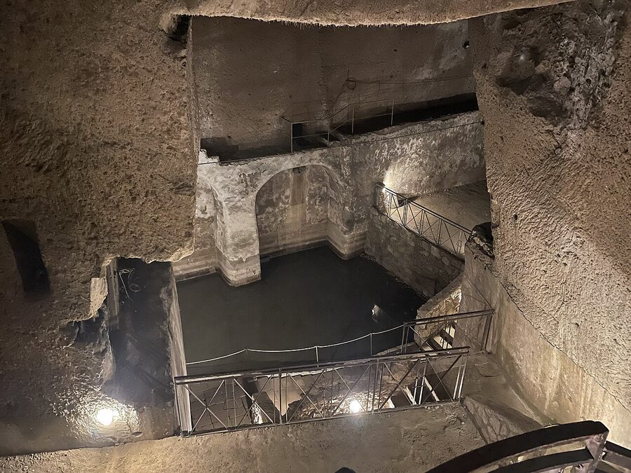 Naples Underground tunnel passage with stone walls