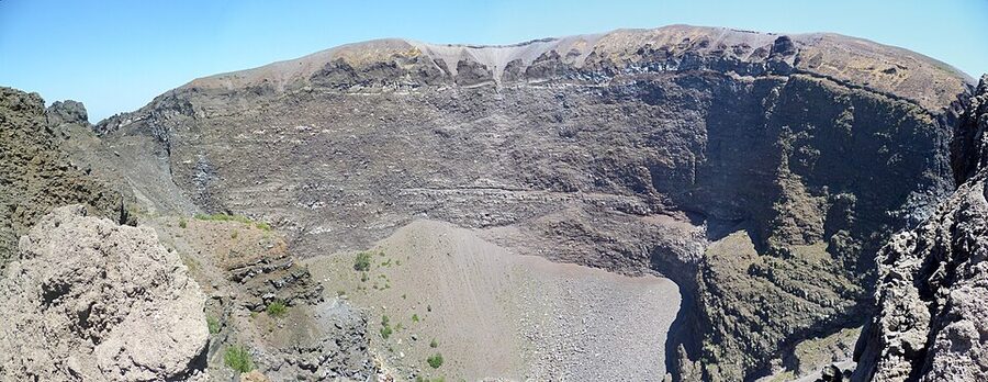 Mount Vesuvius crater panoramic view from rim trail