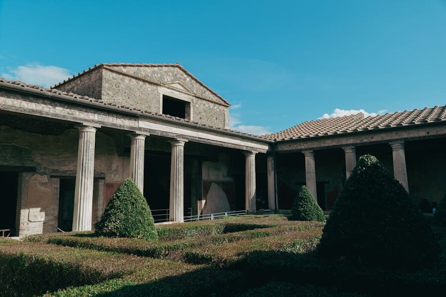 Pompeii Roman courtyard with preserved columns