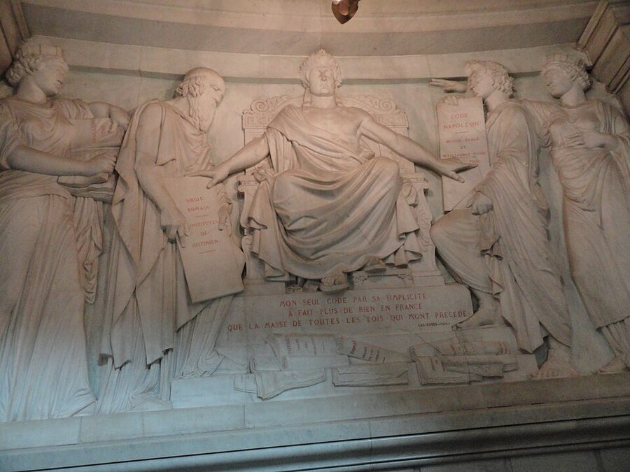 Bas-relief showing Napoleon presenting the Civil Code