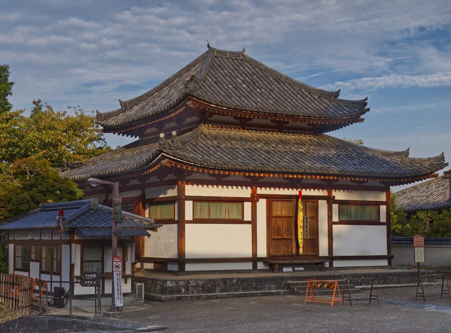 Beautiful traditional Japanese temple in Nara Japan captured during sunrise