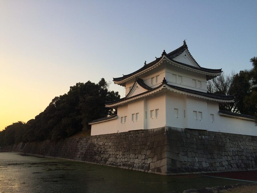 Nijo Castle palace buildings view in Kyoto