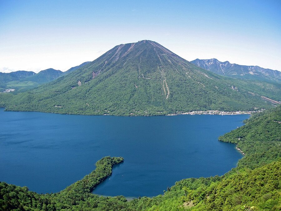 Mount Nantai rising above Lake Chuzenji in Nikko