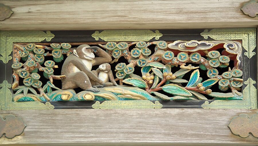 Three wise monkeys carving at Nikko Toshogu