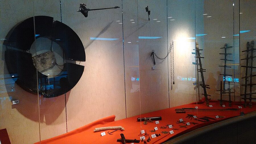 Display of ninja tools and weapons at a Koka ninja museum