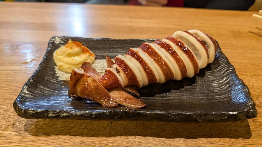 Grilled squid at Nishiki Market Kyoto