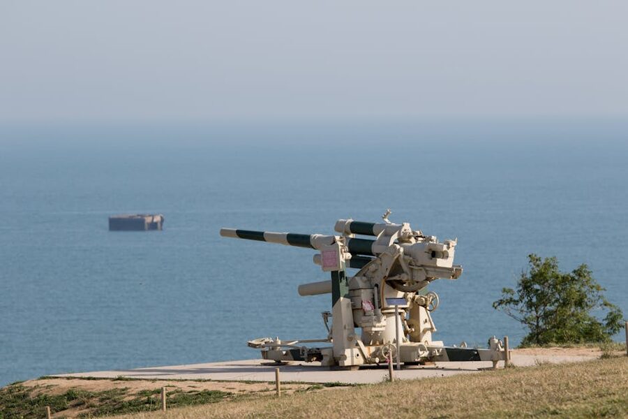 Historic cannon overlooking the sea at Arromanches