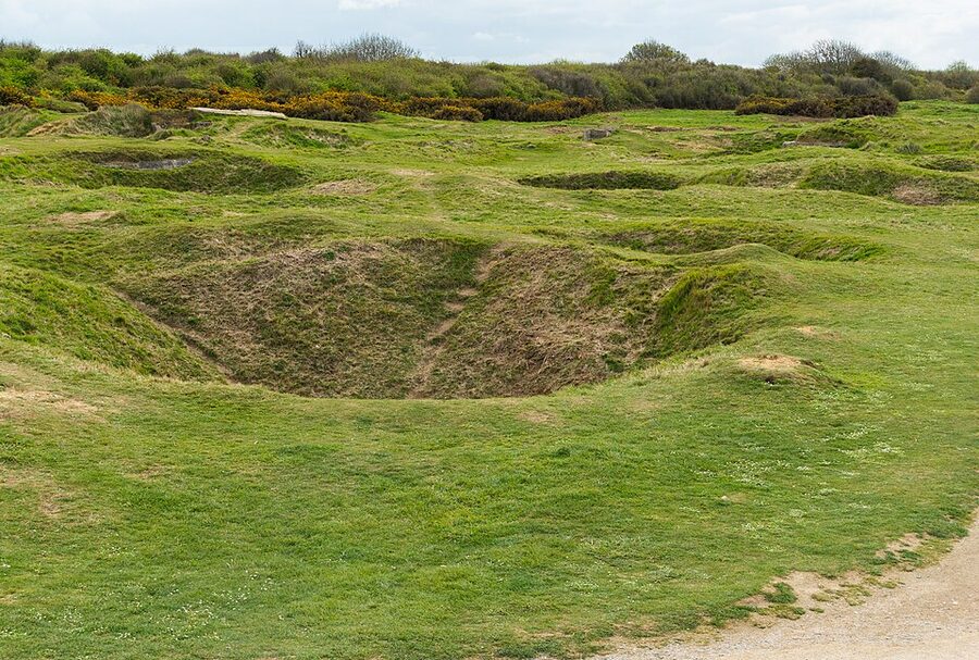 Bomb craters at Pointe du Hoc, Normandy