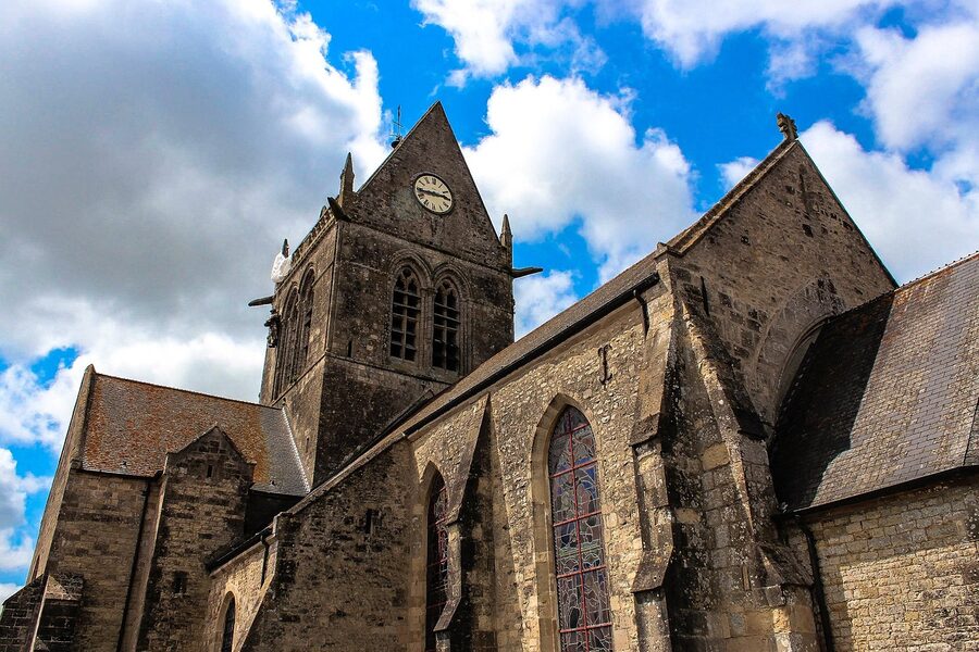 Church at Sainte-Mère-Église associated with the D-Day paratroopers