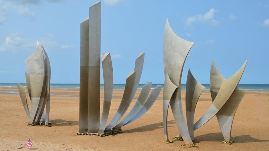 Spirit of American Youth sculpture at Omaha Beach Colleville-sur-Mer