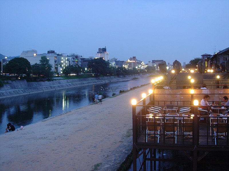 Noryo-yuka river terrace at a traditional restaurant in Kyoto