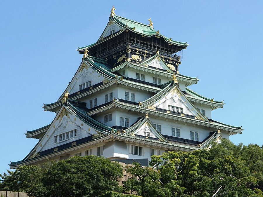 Osaka Castle keep tower photographed in September 2014 Osaka Prefecture Japan