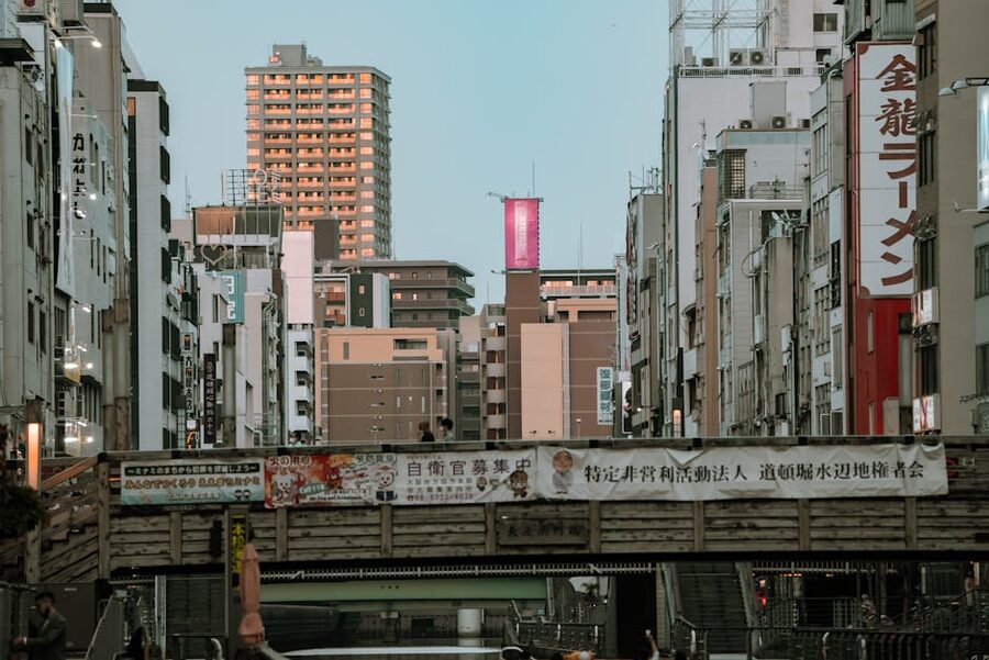 Dotonbori street at dusk Osaka Japan