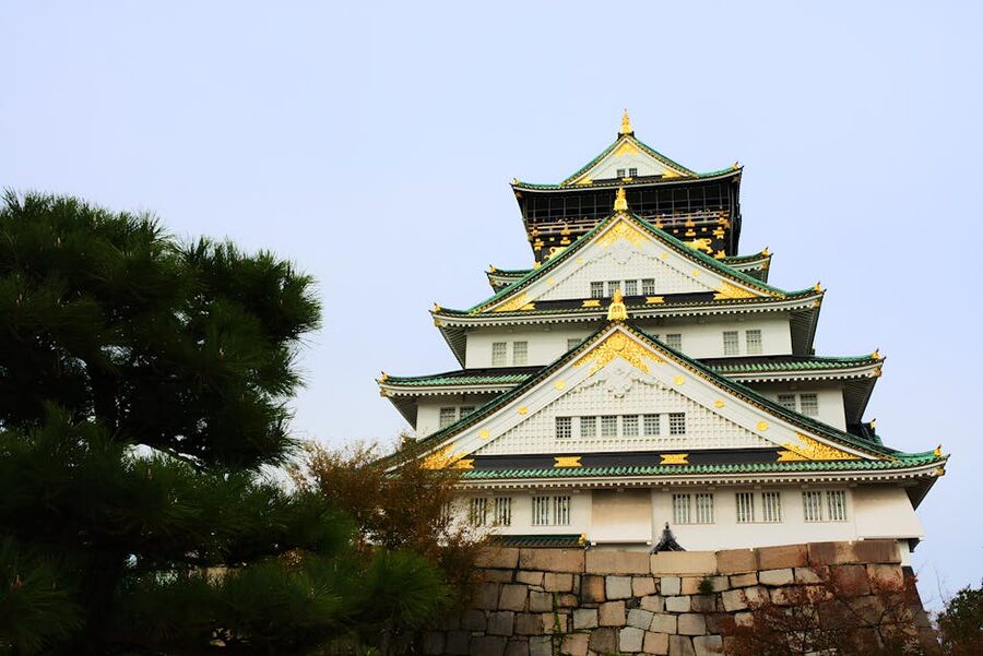 Traditional temple architecture in Osaka Japan