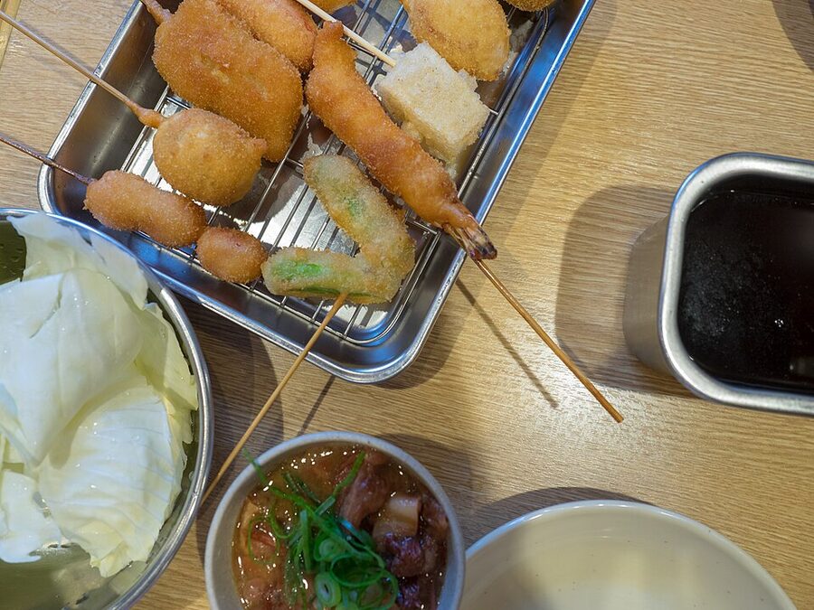 Kushikatsu deep fried skewers Shinsekai Osaka